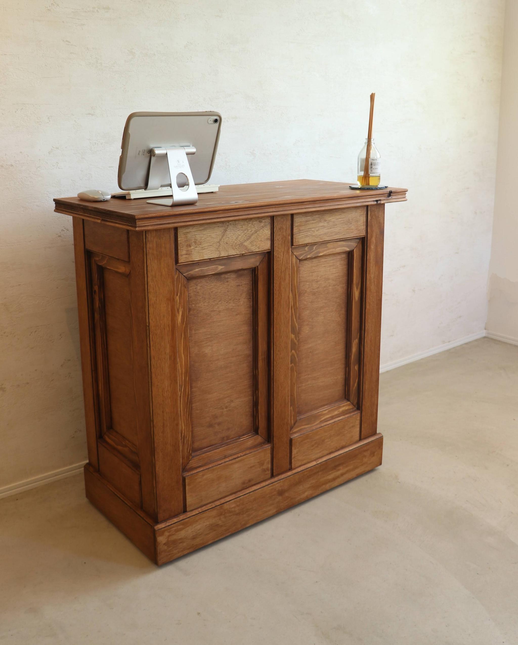 (オーダー品)アンティークカウンター レジ台 キャッシャー バーカウンター 受付 ディスプレイ 店舗什器